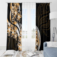 Plumeria Tribal Tattoo Window Curtain Gold Polynesian Pattern LT9 - Polynesian Pride