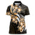 Plumeria Tribal Tattoo Women Polo Shirt Gold Polynesian Pattern