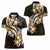 Plumeria Tribal Tattoo Women Polo Shirt Gold Polynesian Pattern