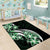 Plumeria Tribal Tattoo Area Rug Green Polynesian Pattern