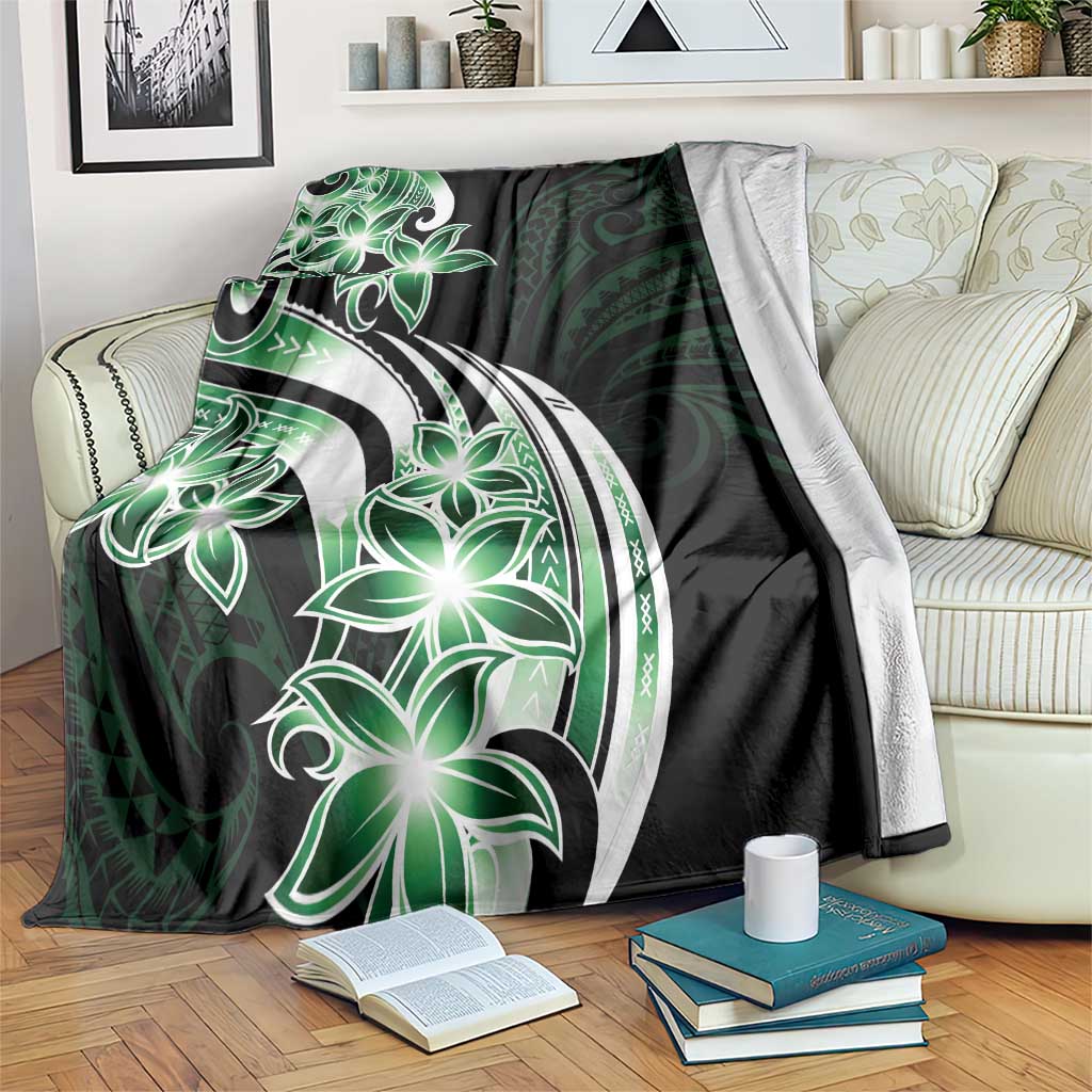 Plumeria Tribal Tattoo Blanket Green Polynesian Pattern LT9 Green - Polynesian Pride