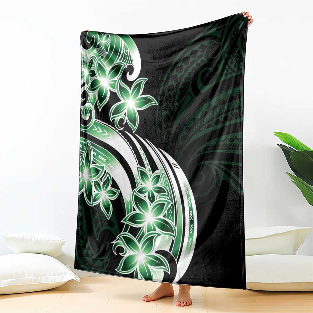 Plumeria Tribal Tattoo Blanket Green Polynesian Pattern LT9 - Polynesian Pride
