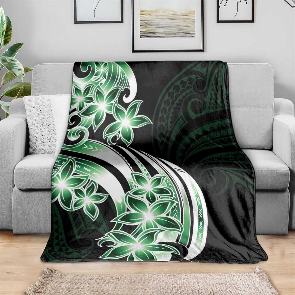 Plumeria Tribal Tattoo Blanket Green Polynesian Pattern LT9 - Polynesian Pride