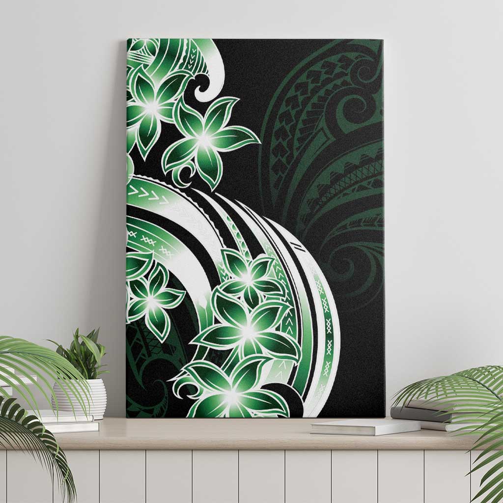 Plumeria Tribal Tattoo Canvas Wall Art Green Polynesian Pattern LT9 - Polynesian Pride