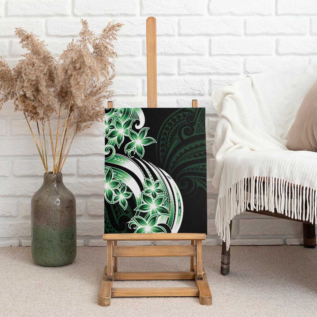 Plumeria Tribal Tattoo Canvas Wall Art Green Polynesian Pattern LT9 - Polynesian Pride