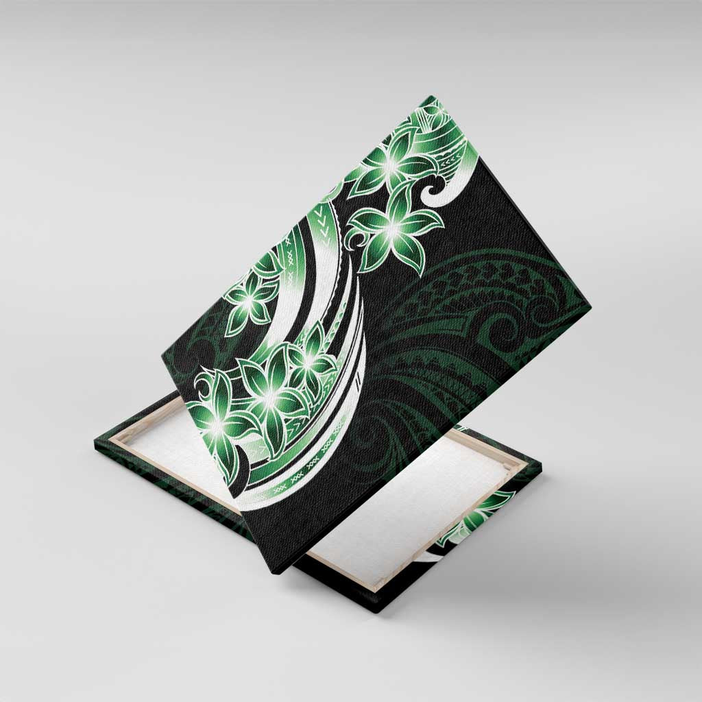 Plumeria Tribal Tattoo Canvas Wall Art Green Polynesian Pattern LT9 With Frame Green - Polynesian Pride