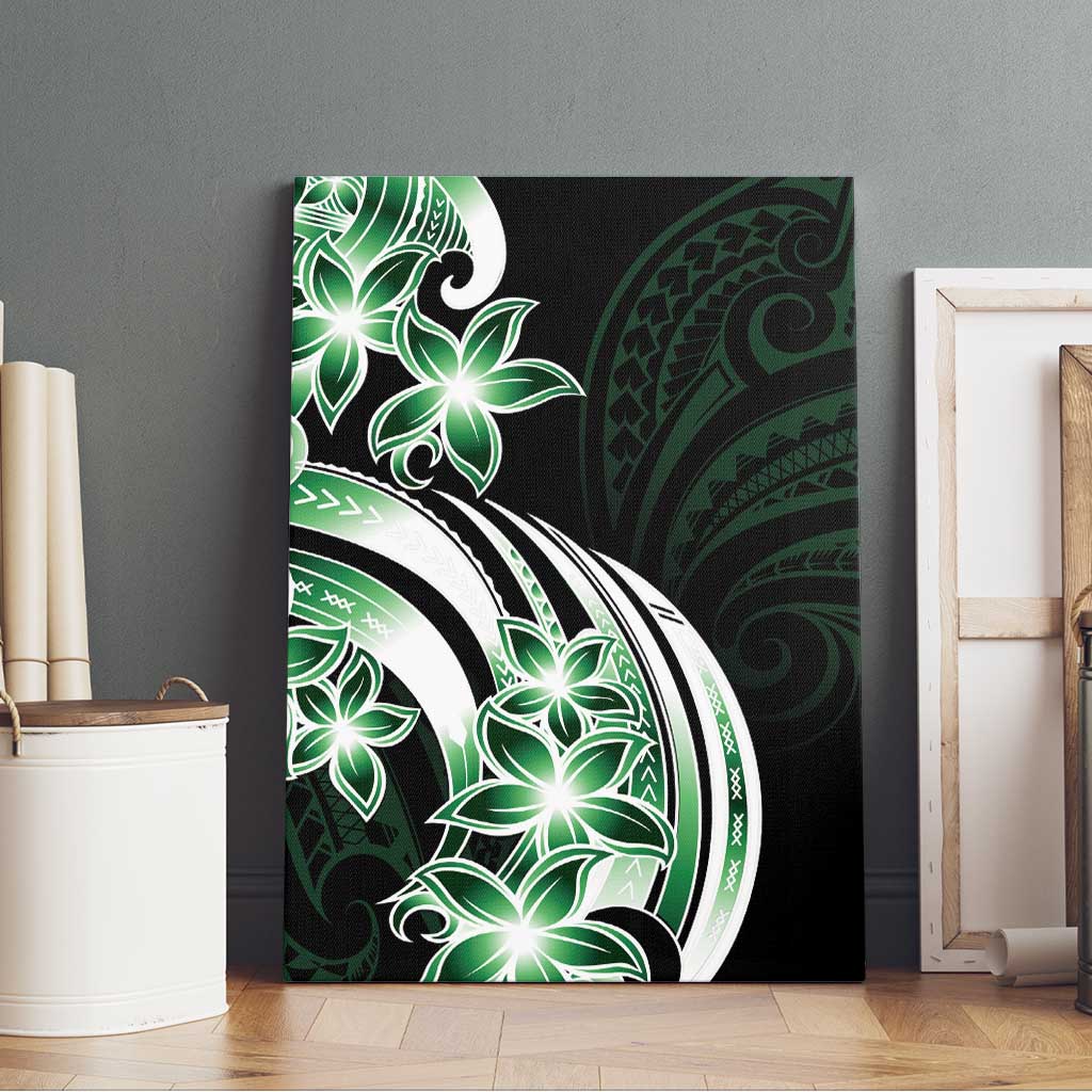 Plumeria Tribal Tattoo Canvas Wall Art Green Polynesian Pattern LT9 - Polynesian Pride