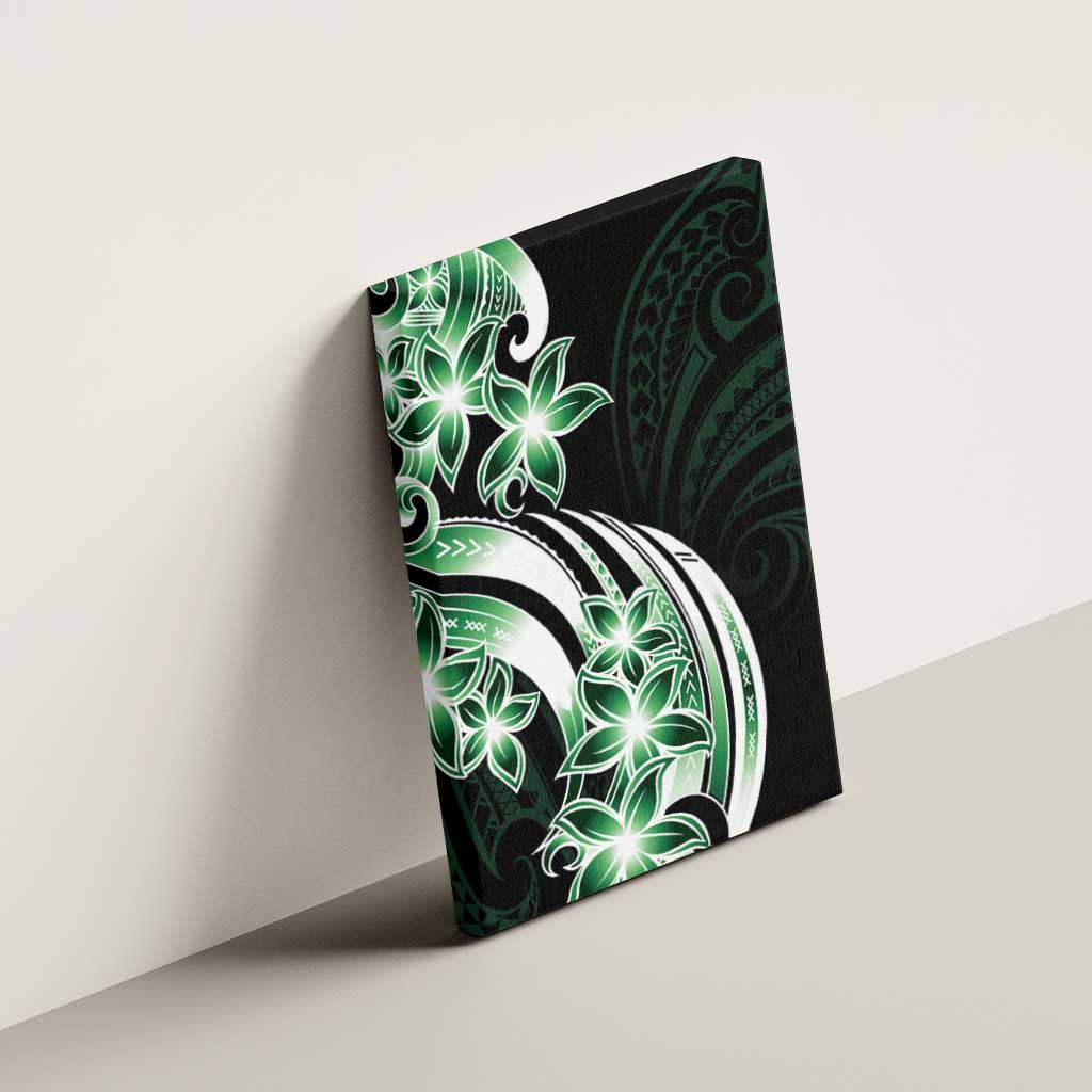 Plumeria Tribal Tattoo Canvas Wall Art Green Polynesian Pattern LT9 - Polynesian Pride