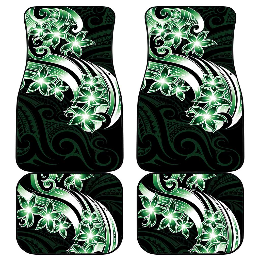 Plumeria Tribal Tattoo Car Mats Green Polynesian Pattern LT9 - Polynesian Pride