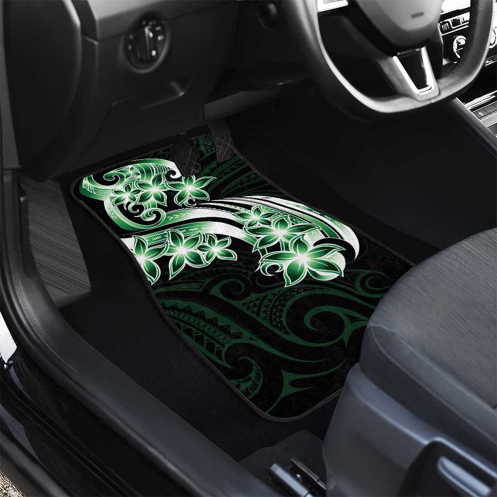 Plumeria Tribal Tattoo Car Mats Green Polynesian Pattern LT9 - Polynesian Pride