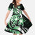 Plumeria Tribal Tattoo Family Matching Off The Shoulder Long Sleeve Dress and Hawaiian Shirt Green Polynesian Pattern