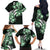 Plumeria Tribal Tattoo Family Matching Off The Shoulder Long Sleeve Dress and Hawaiian Shirt Green Polynesian Pattern