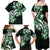 Plumeria Tribal Tattoo Family Matching Off Shoulder Maxi Dress and Hawaiian Shirt Green Polynesian Pattern