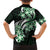 Plumeria Tribal Tattoo Family Matching Off Shoulder Short Dress and Hawaiian Shirt Green Polynesian Pattern