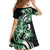 Plumeria Tribal Tattoo Family Matching Off Shoulder Short Dress and Hawaiian Shirt Green Polynesian Pattern