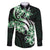 Plumeria Tribal Tattoo Family Matching Off Shoulder Short Dress and Hawaiian Shirt Green Polynesian Pattern