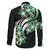 Plumeria Tribal Tattoo Family Matching Off Shoulder Short Dress and Hawaiian Shirt Green Polynesian Pattern