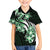 Plumeria Tribal Tattoo Family Matching Off Shoulder Short Dress and Hawaiian Shirt Green Polynesian Pattern