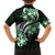 Plumeria Tribal Tattoo Family Matching Short Sleeve Bodycon Dress and Hawaiian Shirt Green Polynesian Pattern