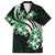 Plumeria Tribal Tattoo Family Matching Short Sleeve Bodycon Dress and Hawaiian Shirt Green Polynesian Pattern