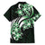 Plumeria Tribal Tattoo Family Matching Short Sleeve Bodycon Dress and Hawaiian Shirt Green Polynesian Pattern