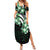 Plumeria Tribal Tattoo Family Matching Summer Maxi Dress and Hawaiian Shirt Green Polynesian Pattern