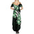 Plumeria Tribal Tattoo Family Matching Summer Maxi Dress and Hawaiian Shirt Green Polynesian Pattern