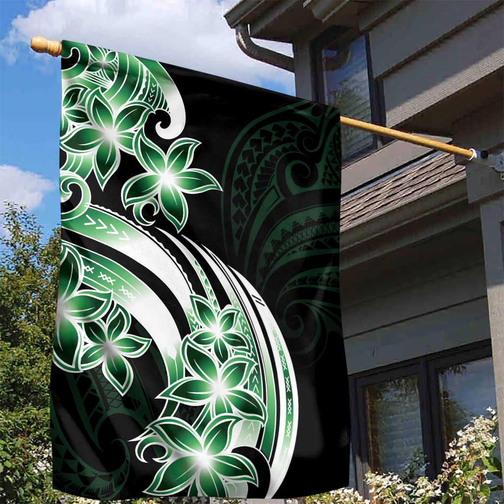 Plumeria Tribal Tattoo Garden Flag Green Polynesian Pattern LT9 - Polynesian Pride