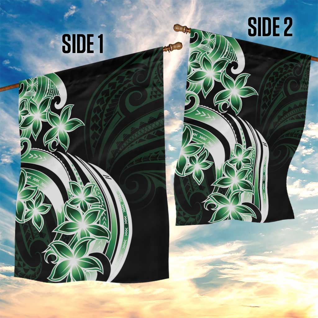 Plumeria Tribal Tattoo Garden Flag Green Polynesian Pattern LT9 - Polynesian Pride