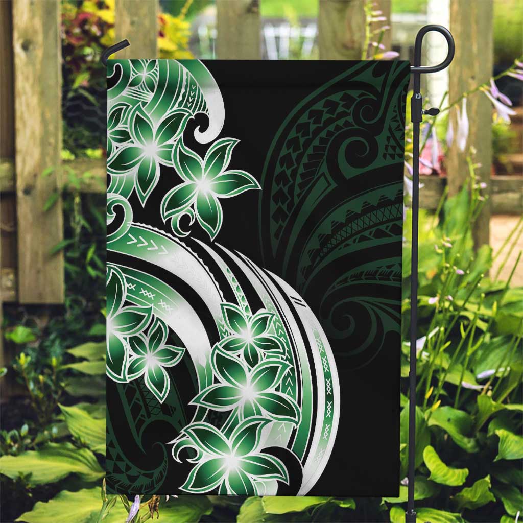 Plumeria Tribal Tattoo Garden Flag Green Polynesian Pattern LT9 Garden Flag Green - Polynesian Pride