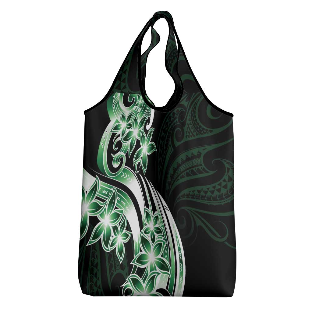 Plumeria Tribal Tattoo Grocery Bag Green Polynesian Pattern LT9 - Polynesian Pride