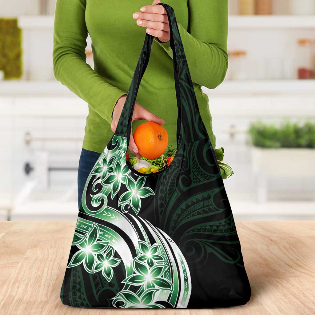 Plumeria Tribal Tattoo Grocery Bag Green Polynesian Pattern LT9 - Polynesian Pride