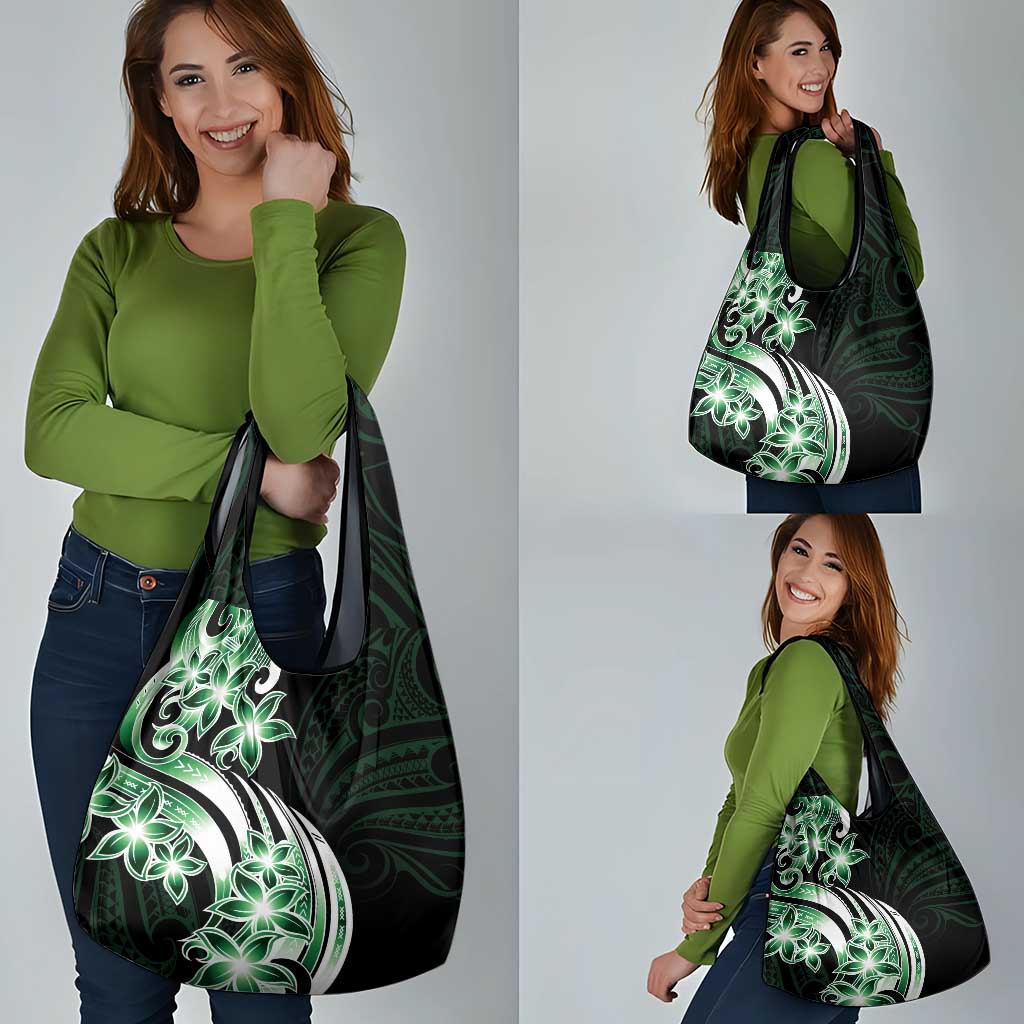 Plumeria Tribal Tattoo Grocery Bag Green Polynesian Pattern LT9 - Polynesian Pride