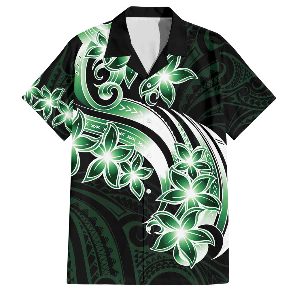 Plumeria Tribal Tattoo Hawaiian Shirt Green Polynesian Pattern LT9 Green - Polynesian Pride