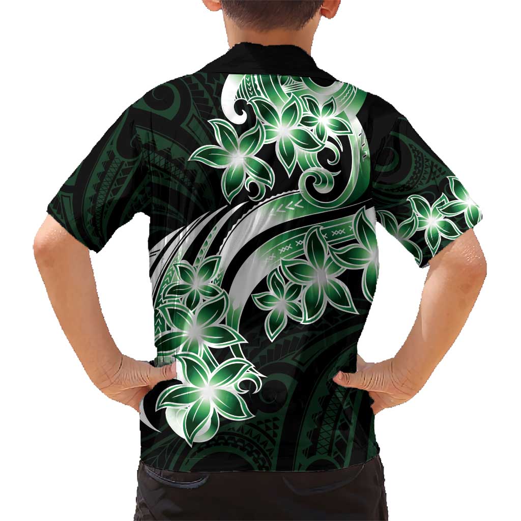 Plumeria Tribal Tattoo Hawaiian Shirt Green Polynesian Pattern LT9 - Polynesian Pride