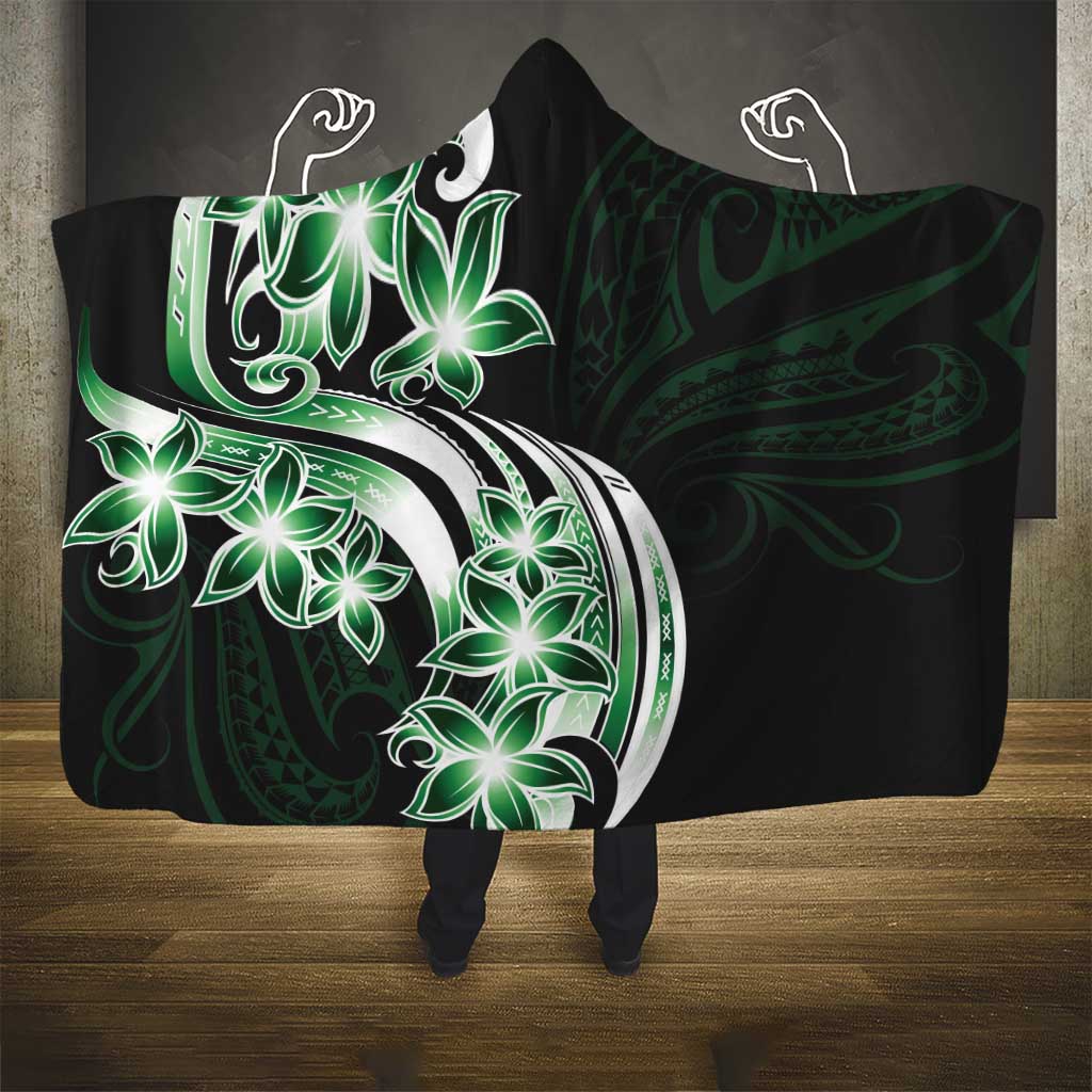 Plumeria Tribal Tattoo Hooded Blanket Green Polynesian Pattern LT9 - Polynesian Pride