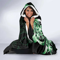 Plumeria Tribal Tattoo Hooded Blanket Green Polynesian Pattern LT9 - Polynesian Pride