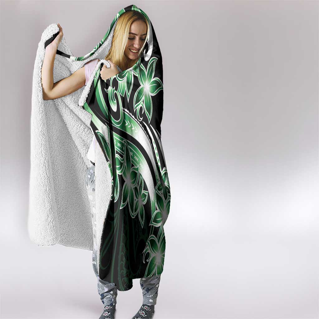 Plumeria Tribal Tattoo Hooded Blanket Green Polynesian Pattern LT9 - Polynesian Pride