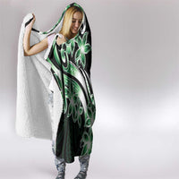 Plumeria Tribal Tattoo Hooded Blanket Green Polynesian Pattern LT9 - Polynesian Pride