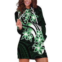 Plumeria Tribal Tattoo Hoodie Dress Green Polynesian Pattern LT9 Green - Polynesian Pride