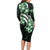 Plumeria Tribal Tattoo Long Sleeve Bodycon Dress Green Polynesian Pattern