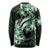 Plumeria Tribal Tattoo Long Sleeve Shirt Green Polynesian Pattern