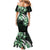 Plumeria Tribal Tattoo Mermaid Dress Green Polynesian Pattern