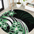 Plumeria Tribal Tattoo Round Carpet Green Polynesian Pattern