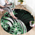 Plumeria Tribal Tattoo Round Carpet Green Polynesian Pattern