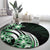 Plumeria Tribal Tattoo Round Carpet Green Polynesian Pattern