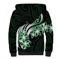 Plumeria Tribal Tattoo Sherpa Hoodie Green Polynesian Pattern LT9 - Polynesian Pride