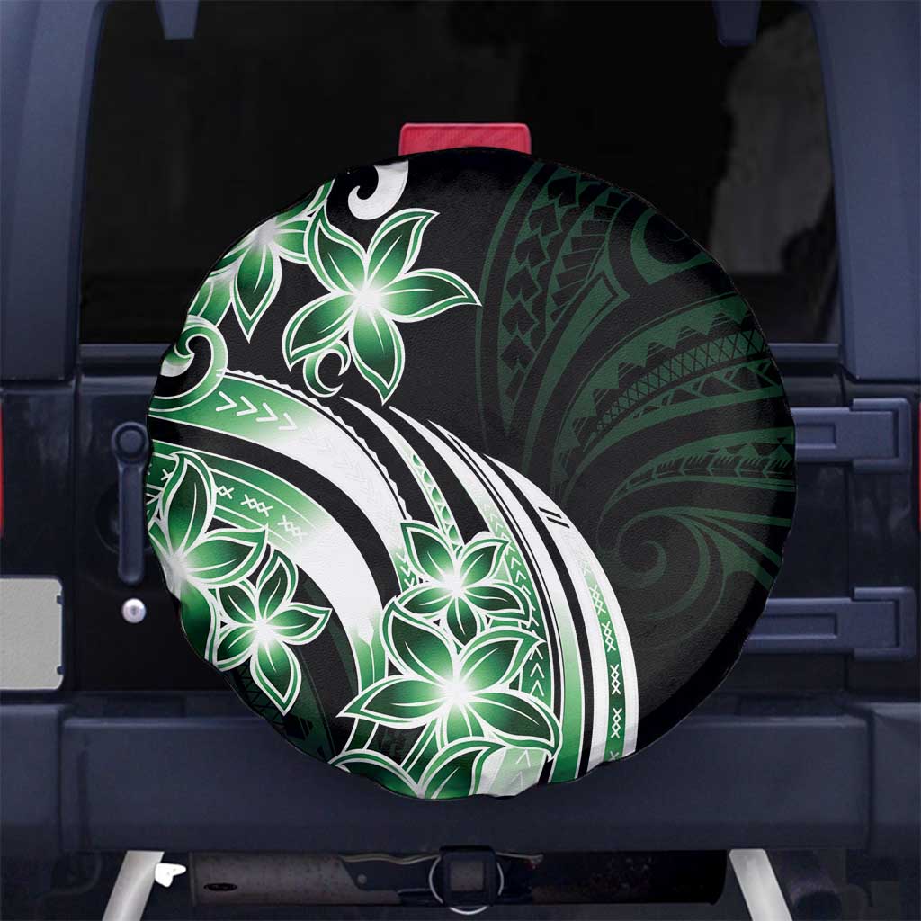 Plumeria Tribal Tattoo Spare Tire Cover Green Polynesian Pattern LT9 - Polynesian Pride