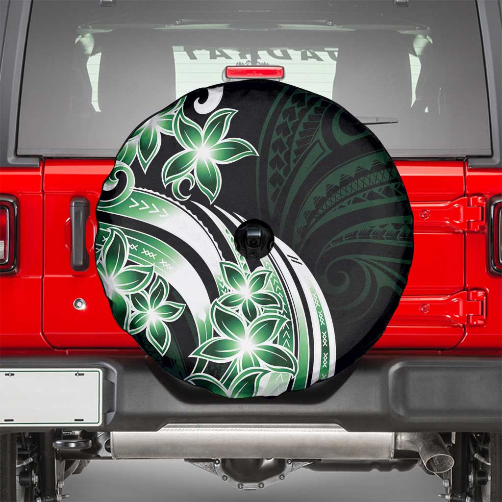 Plumeria Tribal Tattoo Spare Tire Cover Green Polynesian Pattern LT9 - Polynesian Pride