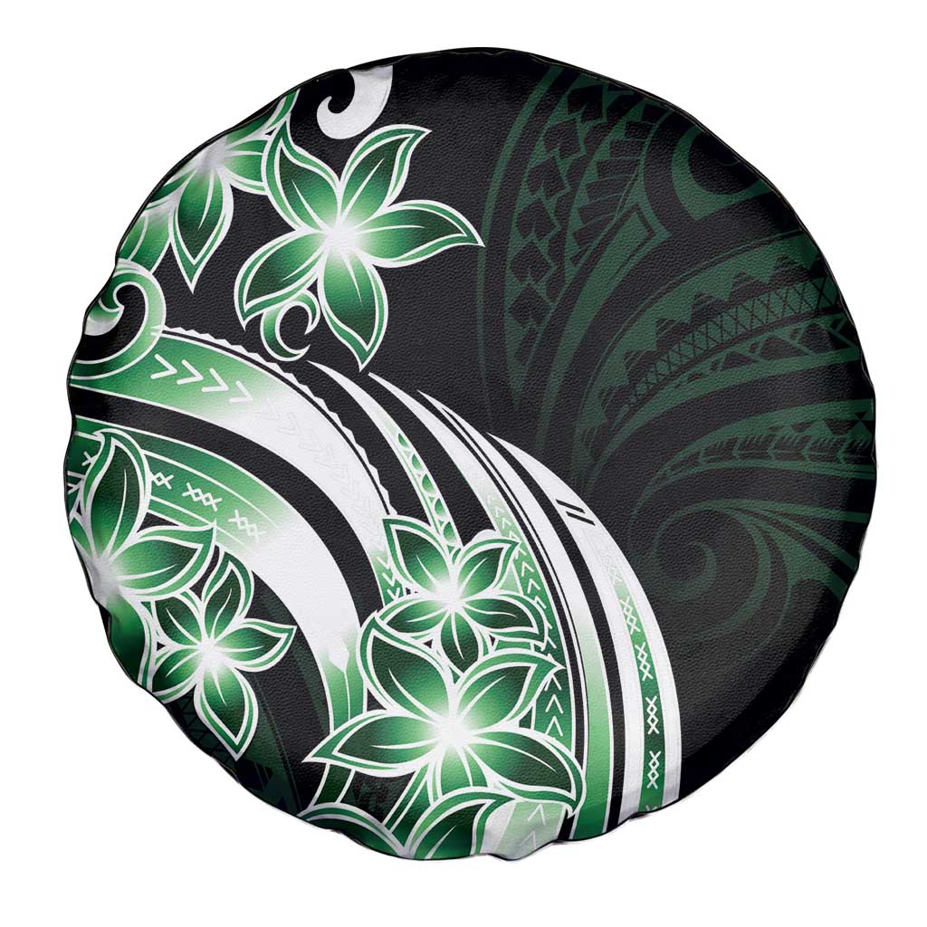 Plumeria Tribal Tattoo Spare Tire Cover Green Polynesian Pattern LT9 - Polynesian Pride